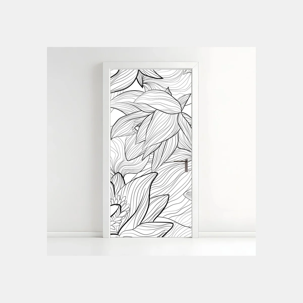 Adesivo per porta fiori stilizzati in bianco e nero • Wallissimo® Adesivo per porta fiori stilizzati in bianco e nero • Wallissimo®