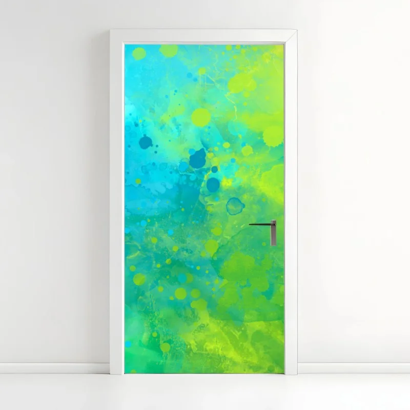 Adesivo per porta astratto acquerello blu e verde