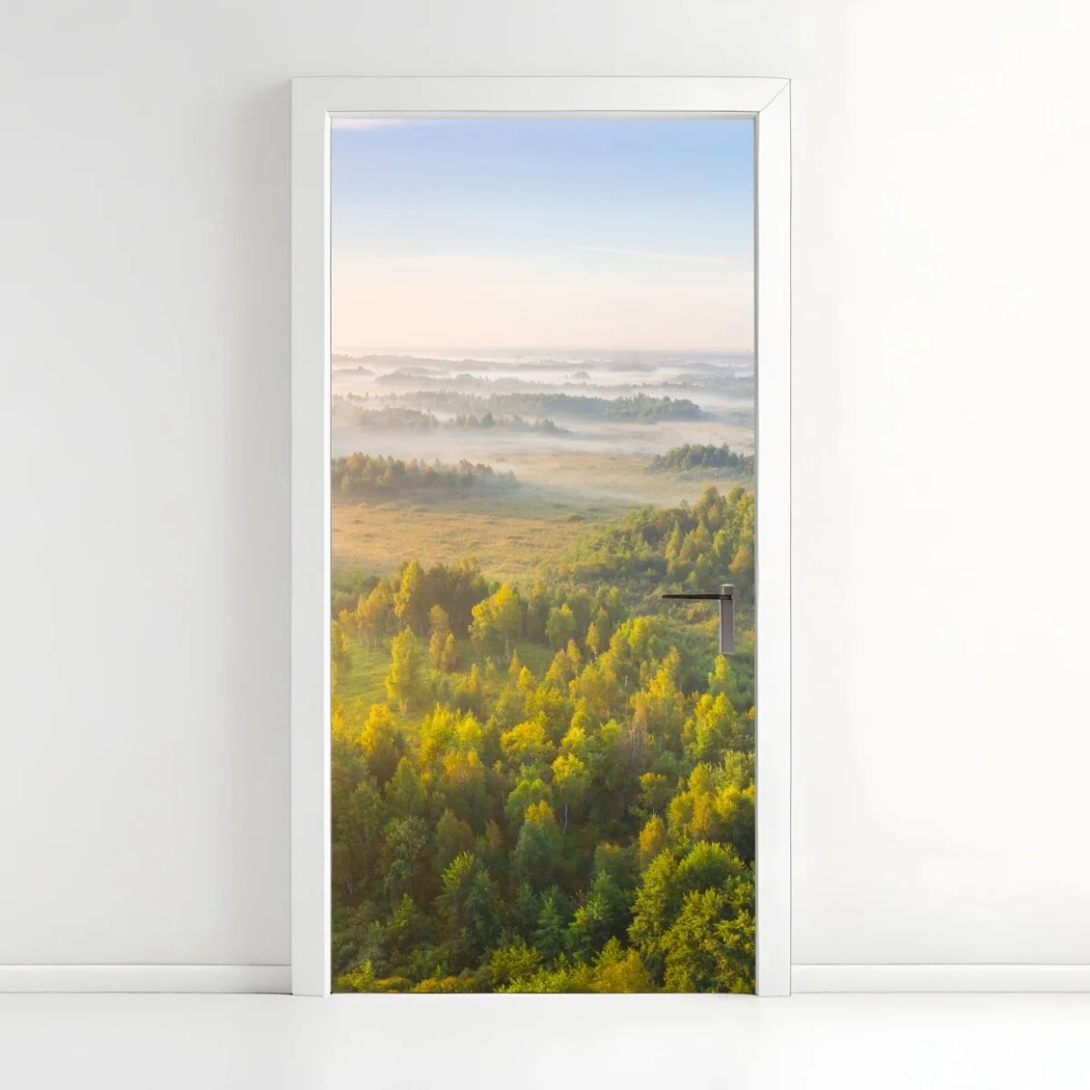 Adesivo per porta nebbiosa mattina alla torbiera di Zvanets, Bielorussia • Wallissimo® Adesivo per porta nebbiosa mattina alla torbiera di Zvanets, Bielorussia • Wallissimo®