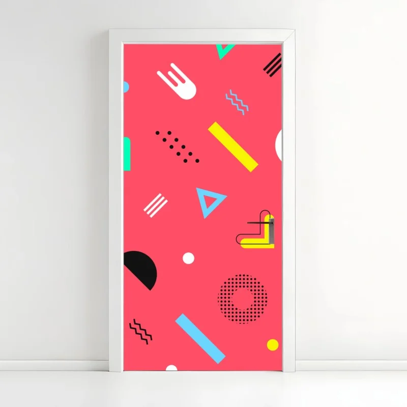 Adesivo per porta motivo geometrico vivace anni '80