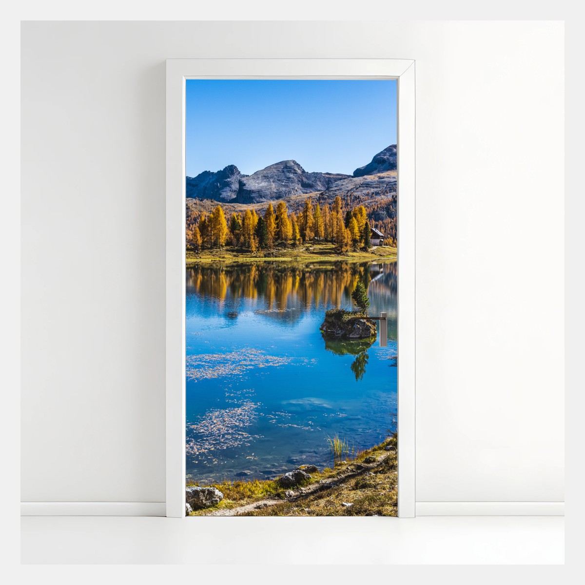 Adesivo per porta paesaggio alpino autunnale • Wallissimo®