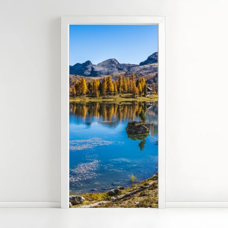 Adesivo per porta paesaggio alpino autunnale • Wallissimo®