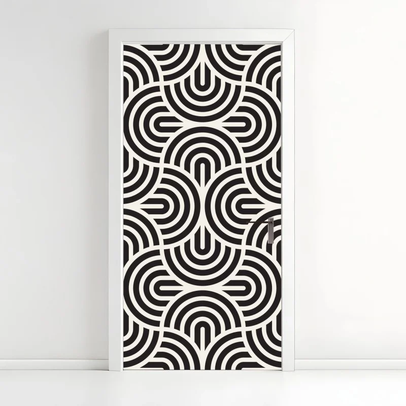 Adesivo per porta motivo geometrico ottico in bianco e nero • Wallissimo® Adesivo per porta motivo geometrico ottico in bianco e nero • Wallissimo®