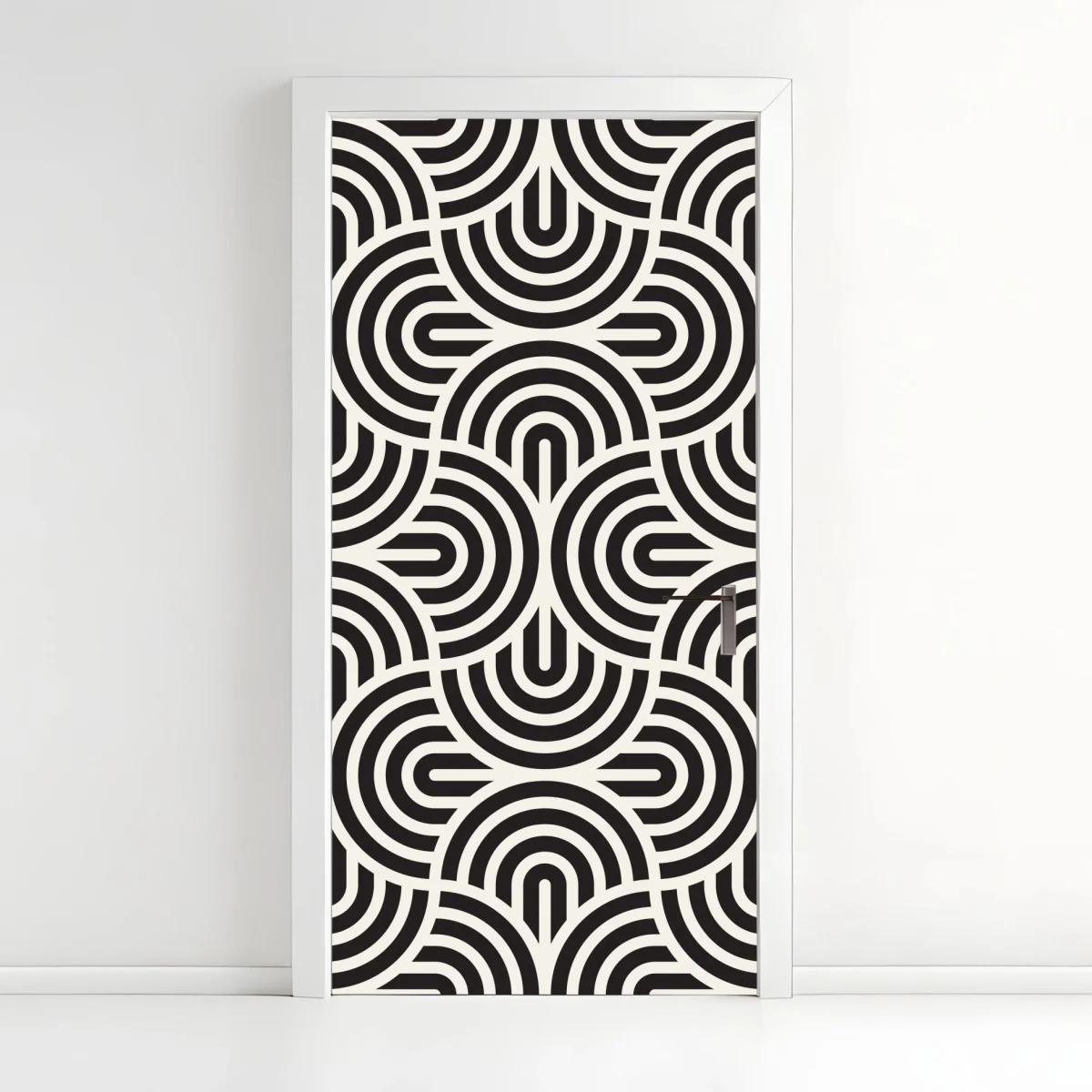 Adesivo per porta motivo geometrico ottico in bianco e nero • Wallissimo® Adesivo per porta motivo geometrico ottico in bianco e nero • Wallissimo®