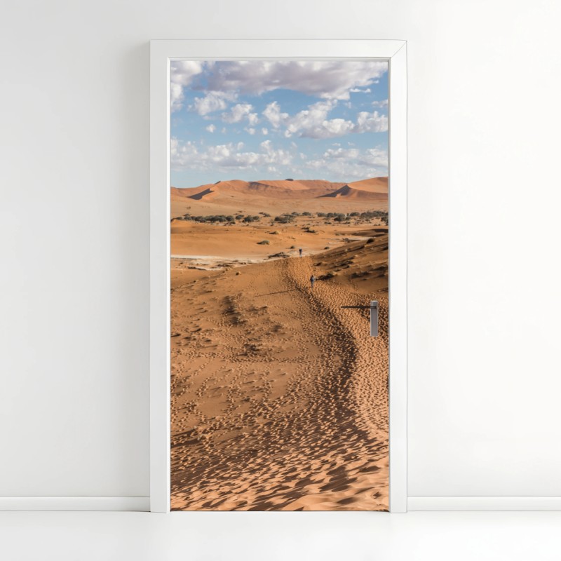Adesivo per porta dune dorate all'orizzonte