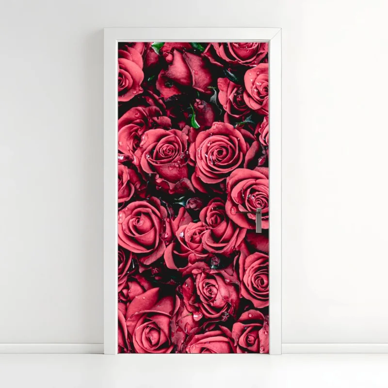 Adesivo per porta mosaico di rose rosse