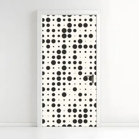 Adesivo per porta motivo a pois effetto semitono in bianco e nero • Wallissimo®