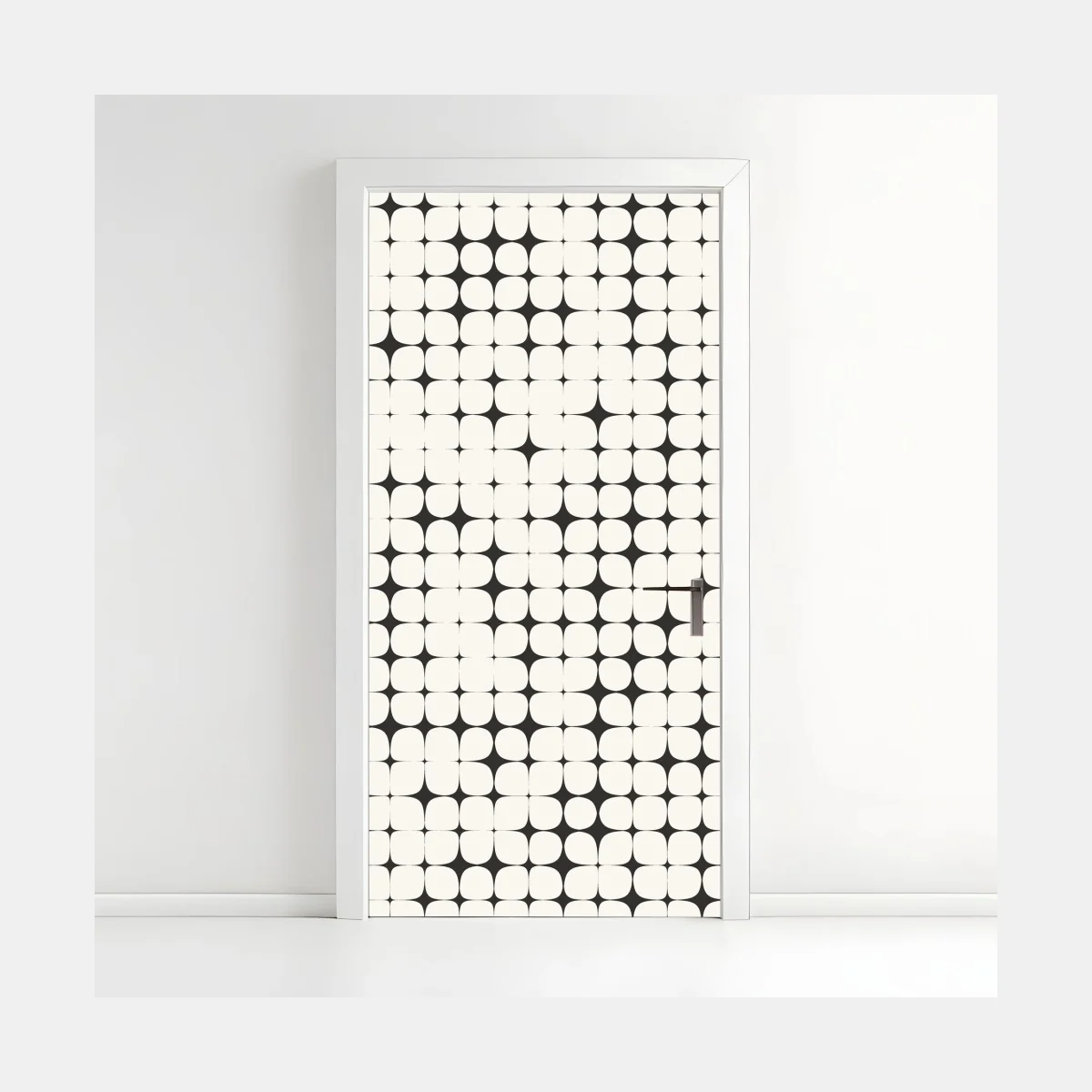 Adesivo per porta motivo geometrico ottico monocromatico • Wallissimo® Adesivo per porta motivo geometrico ottico monocromatico • Wallissimo®