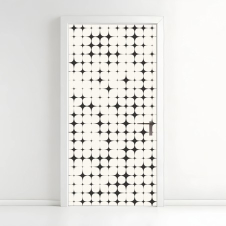 Adesivo per porta motivo geometrico ottico monocromatico • Wallissimo®