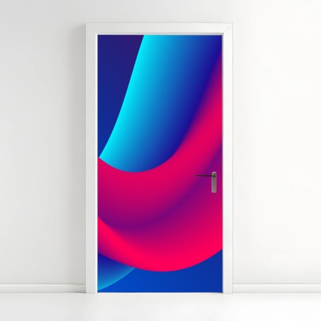 Adesivo per porta onde cromatiche astratte • Wallissimo®