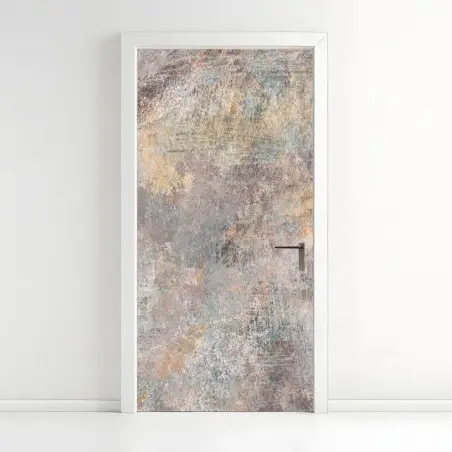 Adesivo per porta texture astratta patinata in tonalità terra • Wallissimo®