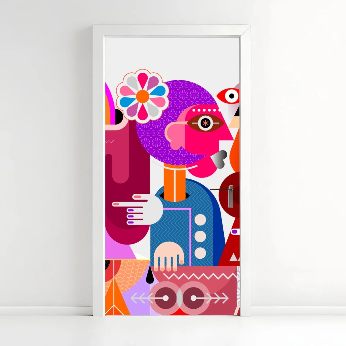 Adesivo per porta viaggiatore arcobaleno su uccello geometrico • Wallissimo® Adesivo per porta viaggiatore arcobaleno su uccello geometrico • Wallissimo®