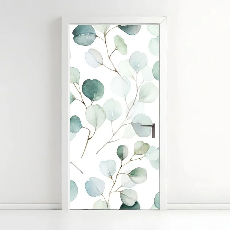 Adesivo per porta fogliame di eucalipto acquerellato