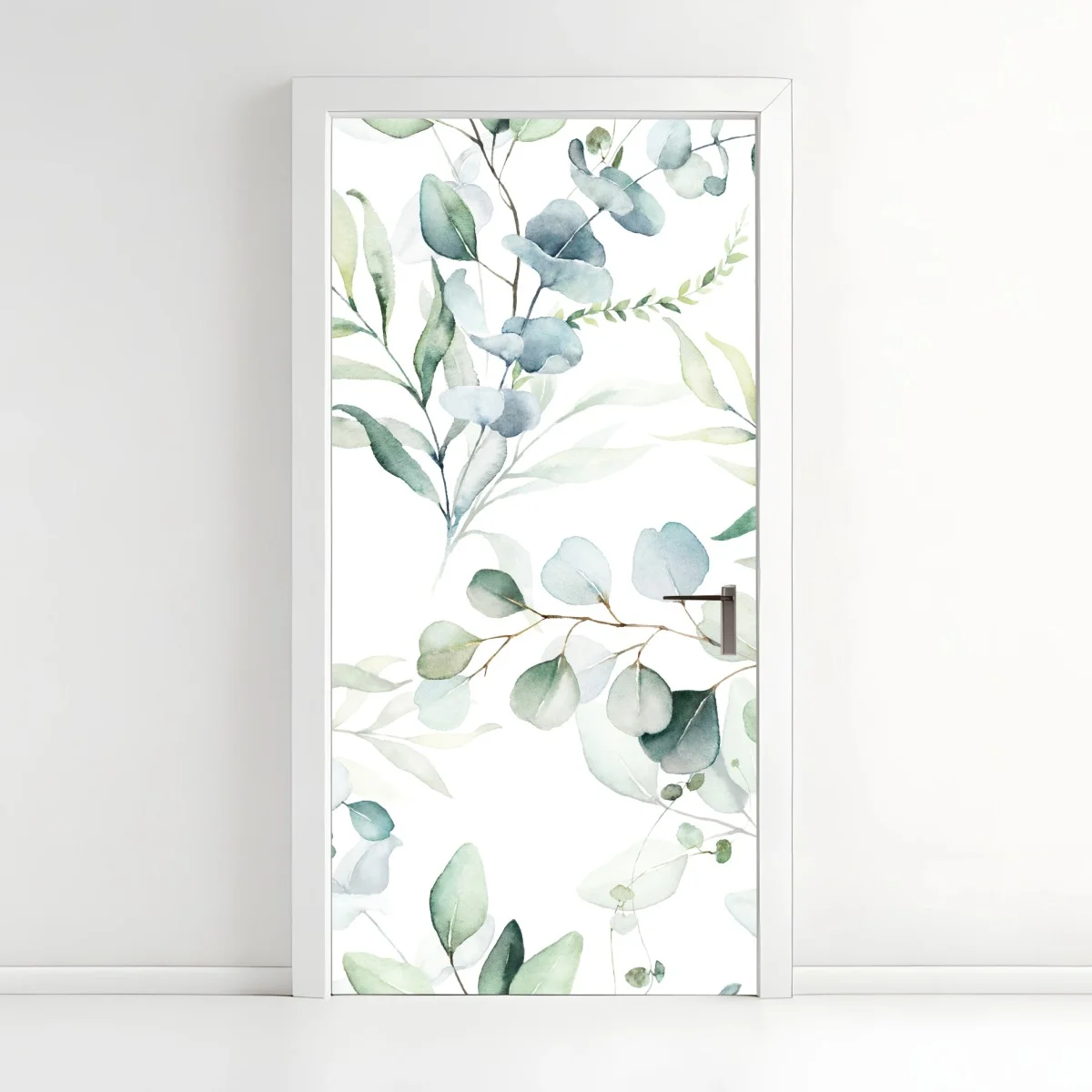 Adesivo per porta motivo botanico di eucalipto acquerellato • Wallissimo® Adesivo per porta motivo botanico di eucalipto acquerellato • Wallissimo®