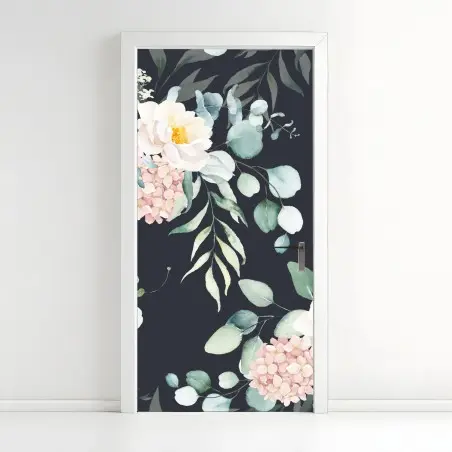Adesivo per porta bouquet acquerellato su sfondo scuro • Wallissimo®