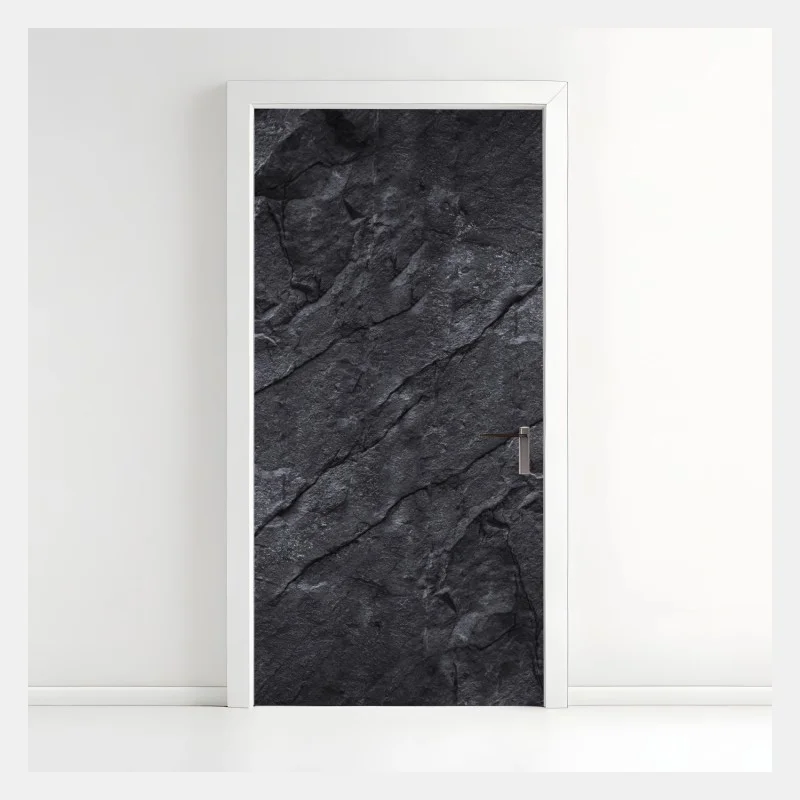 Adesivo per porta texture rocciosa scura minimalista