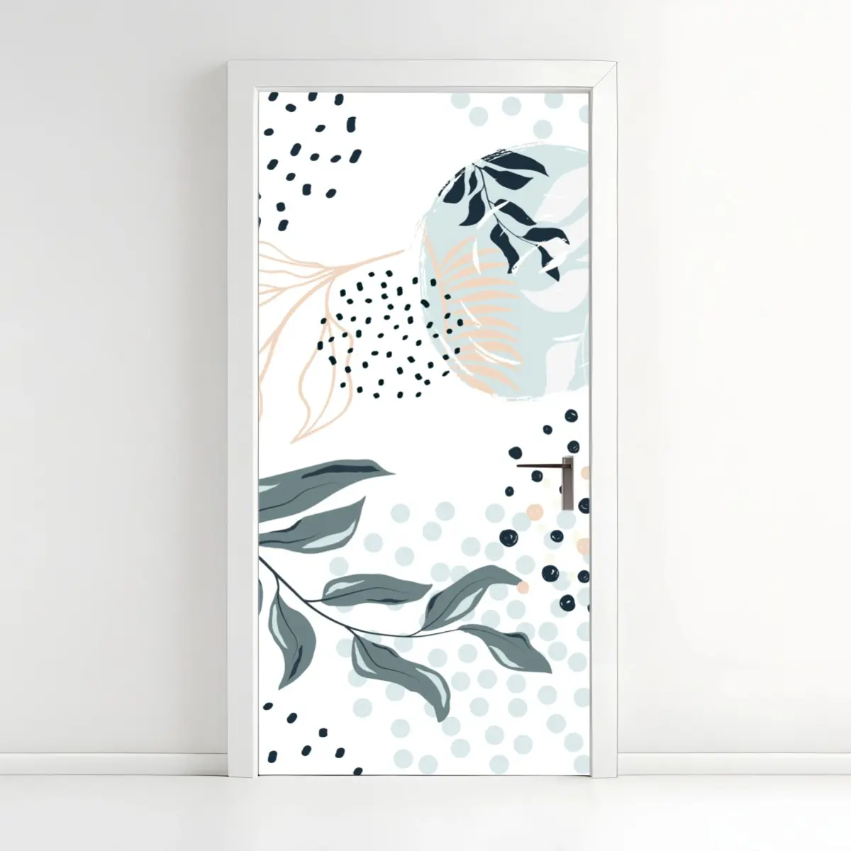 Adesivo per porta motivo botanico astratto in pastello • Wallissimo®