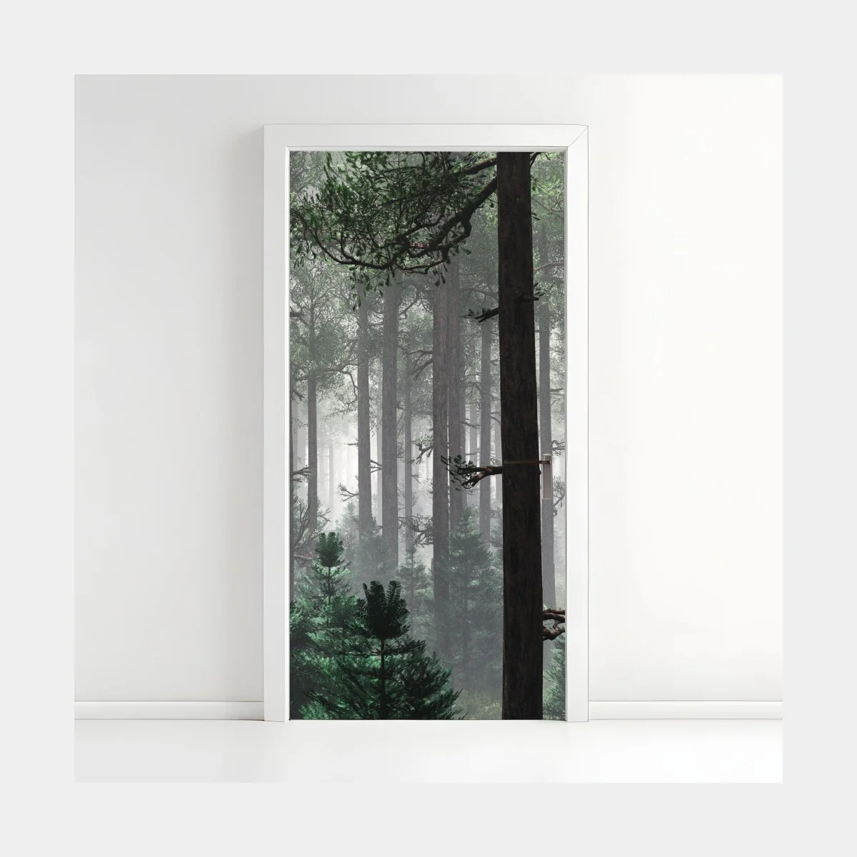 Adesivo per porta foresta avvolta nella nebbia • Wallissimo® Adesivo per porta foresta avvolta nella nebbia • Wallissimo®