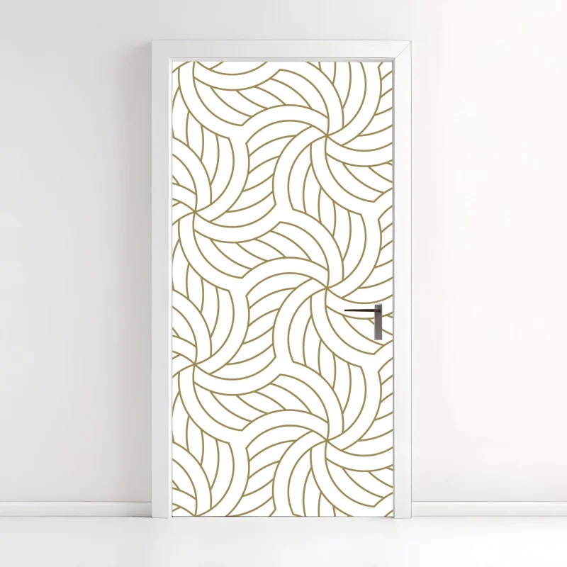 Adesivo per porta motivo geometrico dorato su sfondo bianco