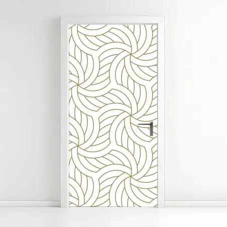 Adesivo per porta motivo geometrico dorato su sfondo bianco • Wallissimo®