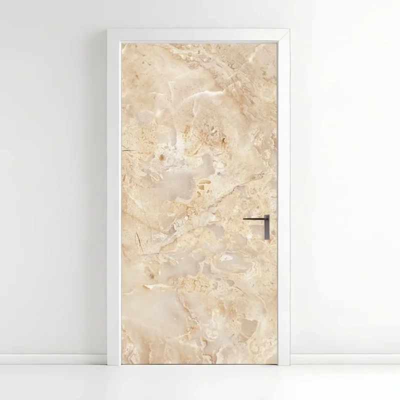 Adesivo per porta texture marmo beige elegante