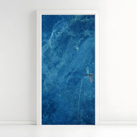 Adesivo per porta marmo blu profondo con venature sottili • Wallissimo®