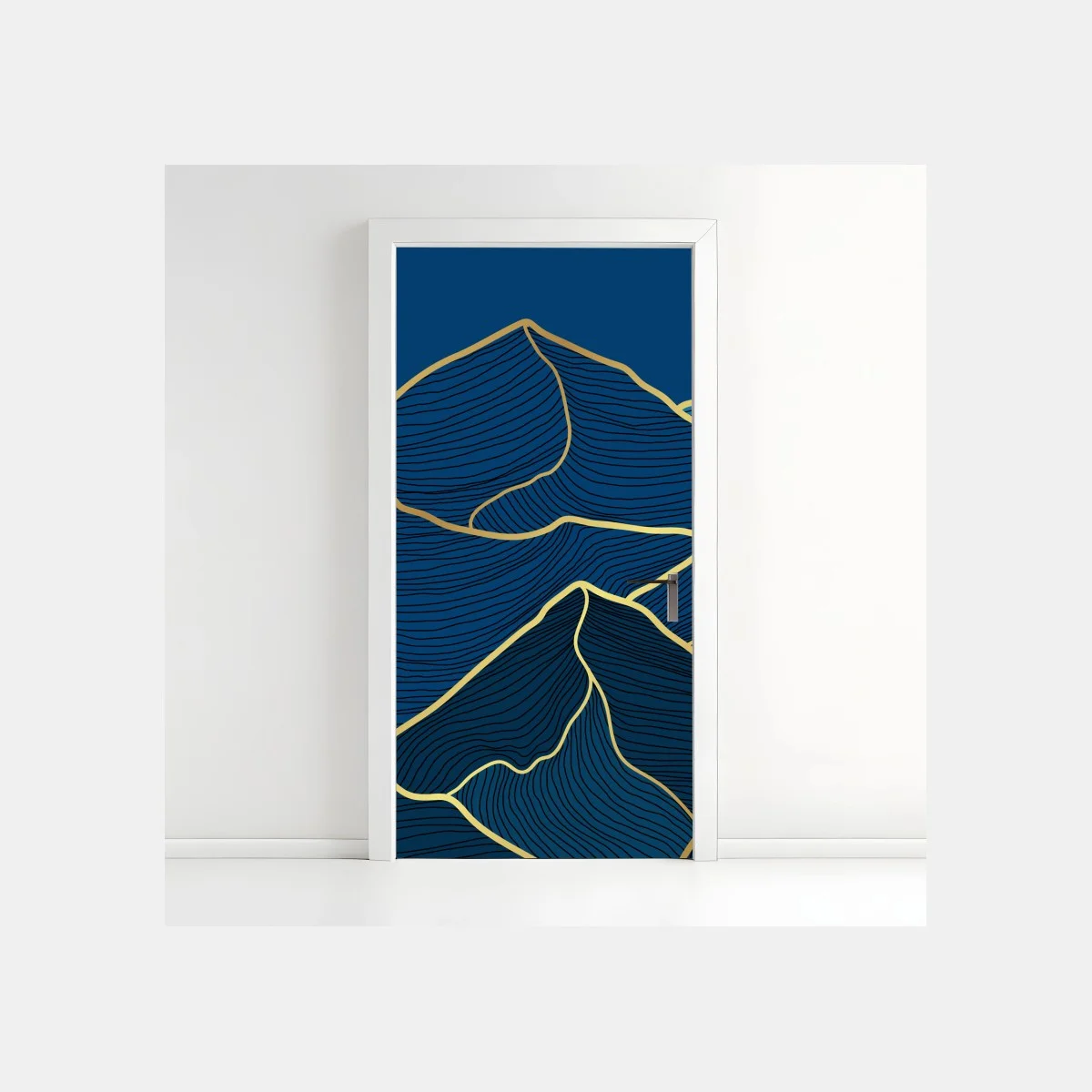 Adesivo per porta montagne dorate su sfondo blu • Wallissimo® Adesivo per porta montagne dorate su sfondo blu • Wallissimo®