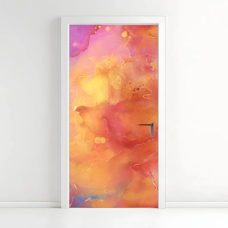 Adesivo per porta esplosione di colori astratti