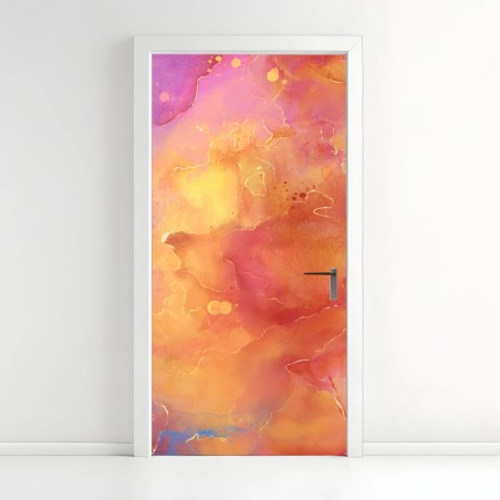 Adesivo per porta esplosione di colori astratti • Wallissimo®