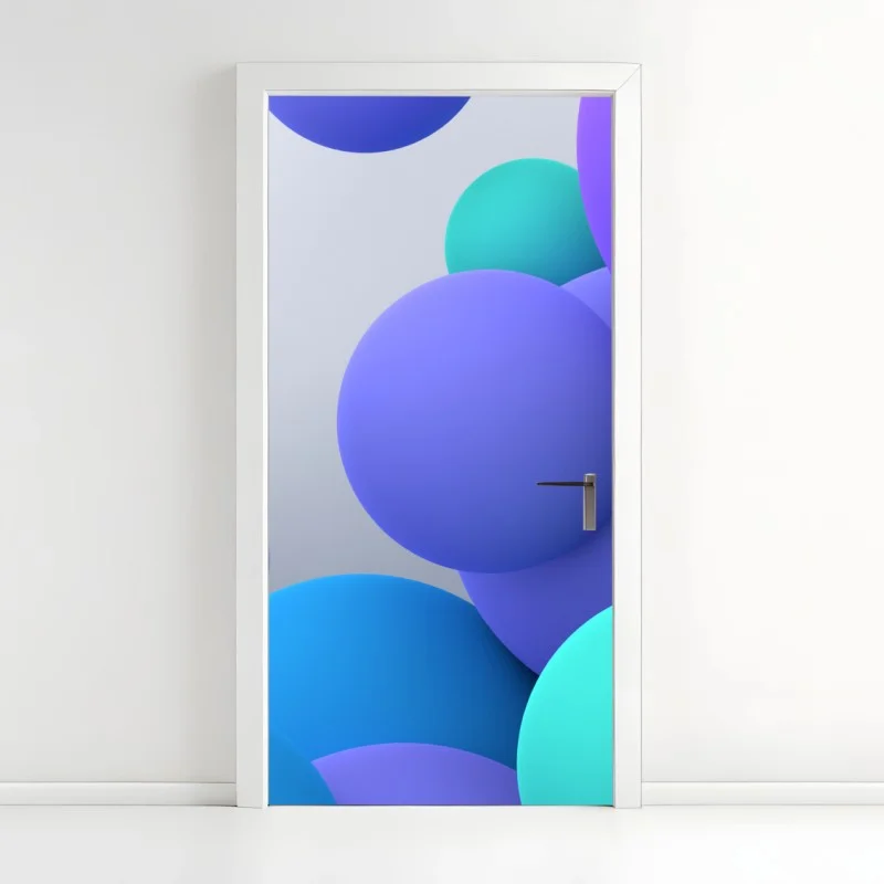 Adesivo per porta composizione di sfere colorate in 3d