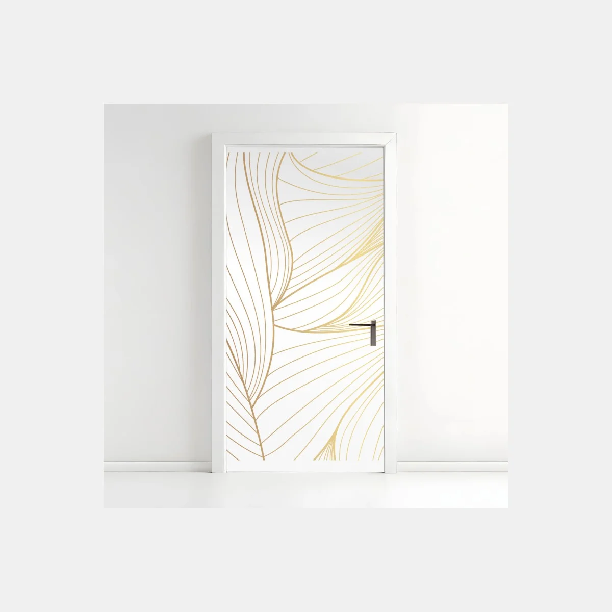 Adesivo per porta elegante motivo di foglie dorate • Wallissimo® Adesivo per porta elegante motivo di foglie dorate • Wallissimo®