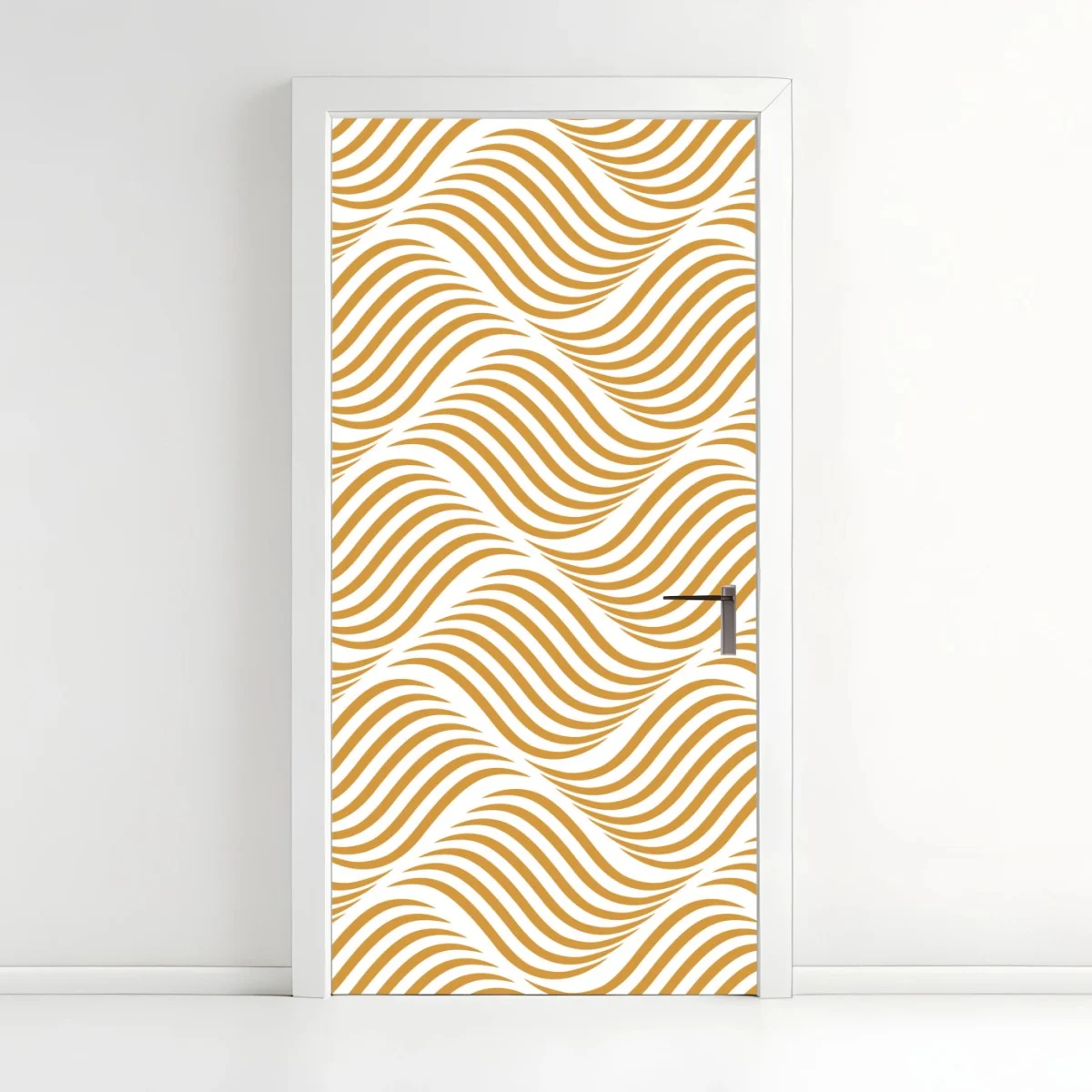 Adesivo per porta onde dorate su sfondo bianco • Wallissimo® Adesivo per porta onde dorate su sfondo bianco • Wallissimo®