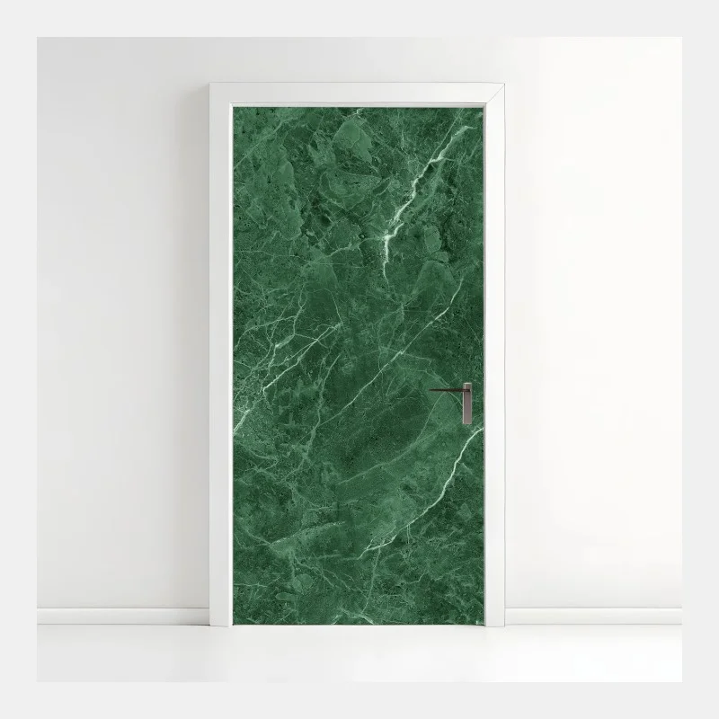 Adesivo per porta marmo verde venato elegante
