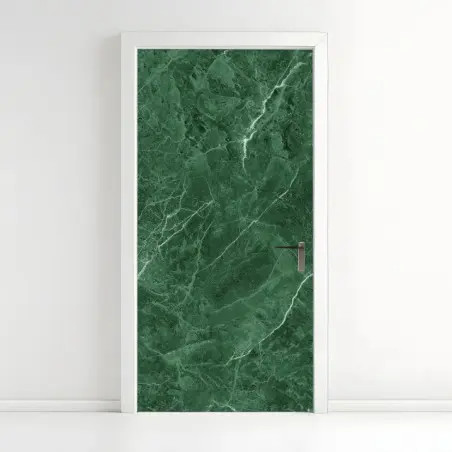 Adesivo per porta marmo verde venato elegante • Wallissimo®