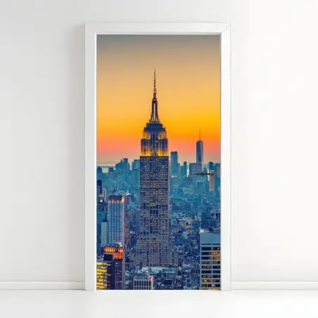Adesivo per porta tramonto su New York • Wallissimo®