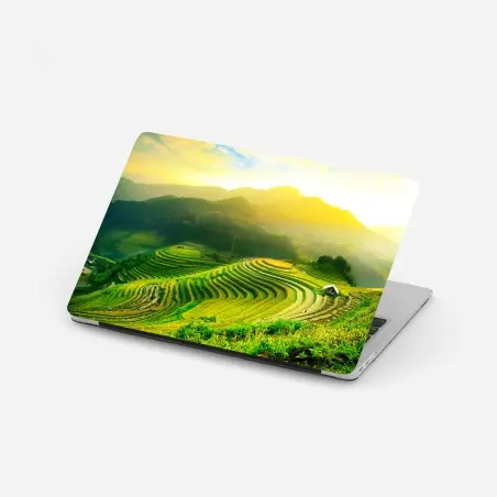 Adesivo per laptop risaie terrazzate all'alba • Wallissimo®