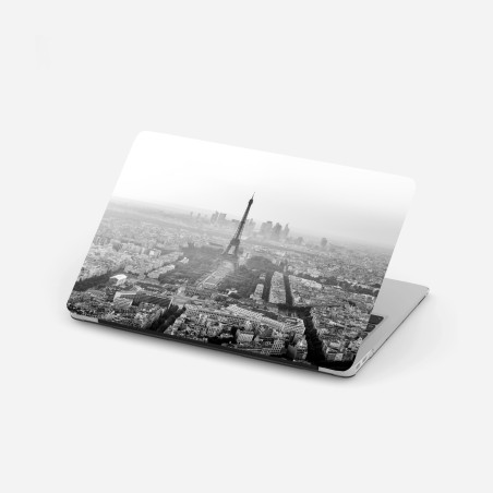 Adesivo per laptop vista aerea monocromatica di Parigi con la Torre Eiffel • Wallissimo®