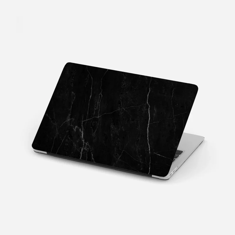 Adesivo per laptop marmo nero elegante con venature bianche