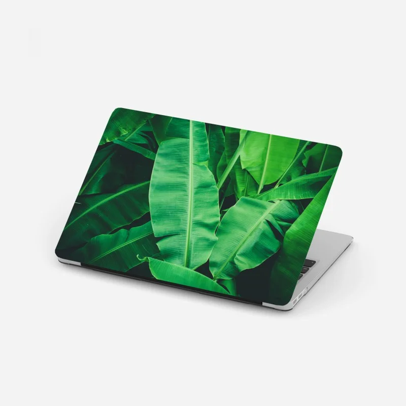 Adesivo per laptop composizione di foglie di banano tropicali