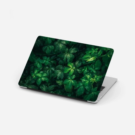 Adesivo per laptop fogliame tropicale in verde profondo • Wallissimo®