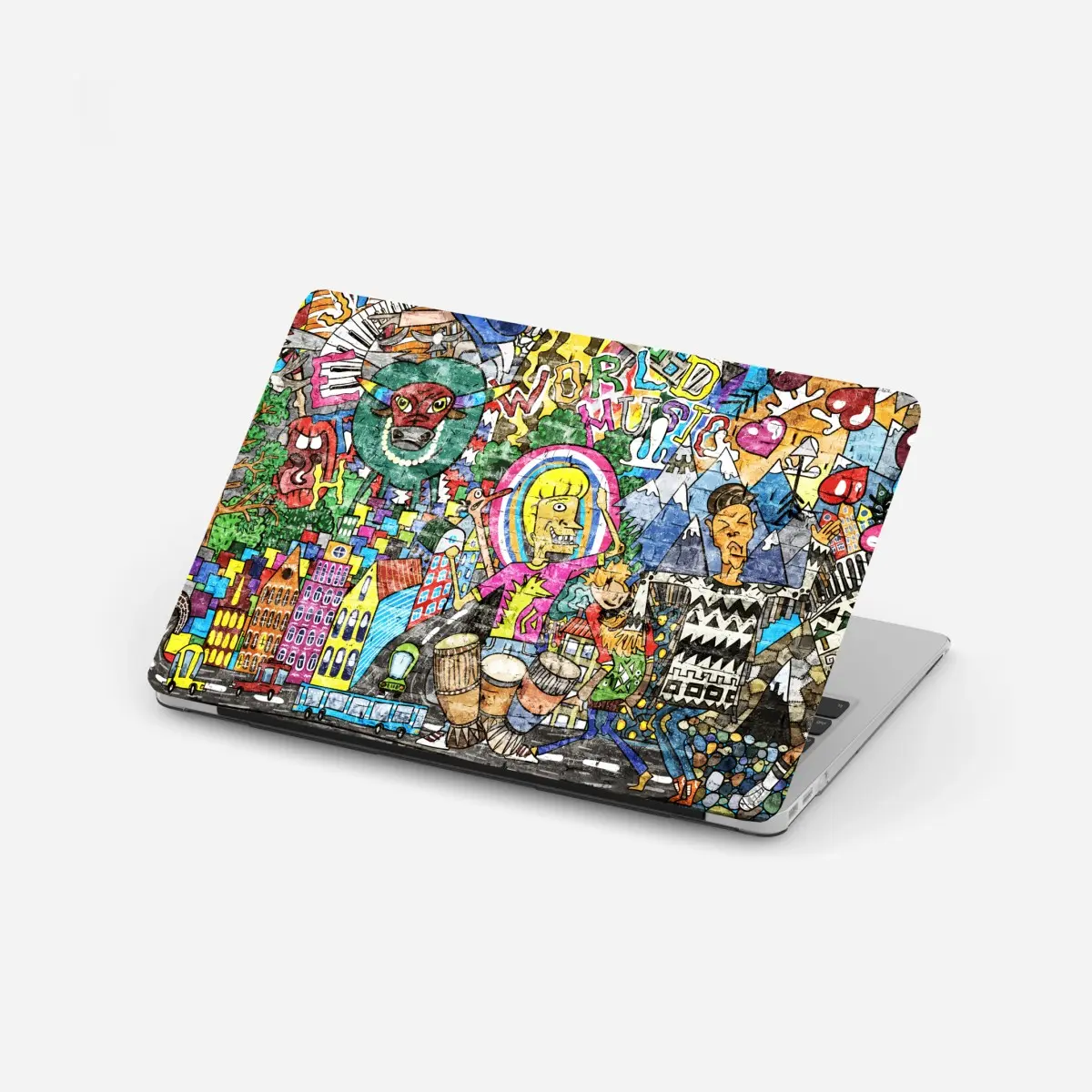 Adesivo per laptop esplosione di colore urbano e musica • Wallissimo®