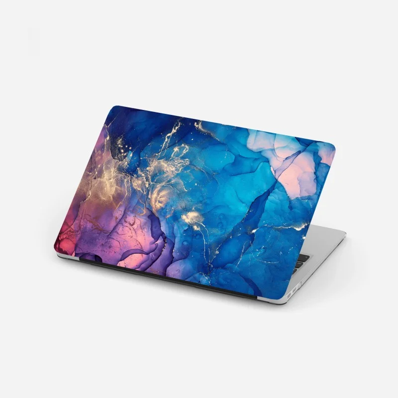 Adesivo per laptop marmo cosmico blu e oro