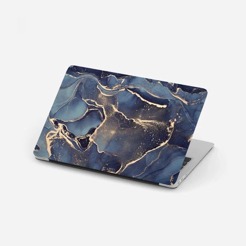 Adesivo per laptop onde dorate nel blu profondo