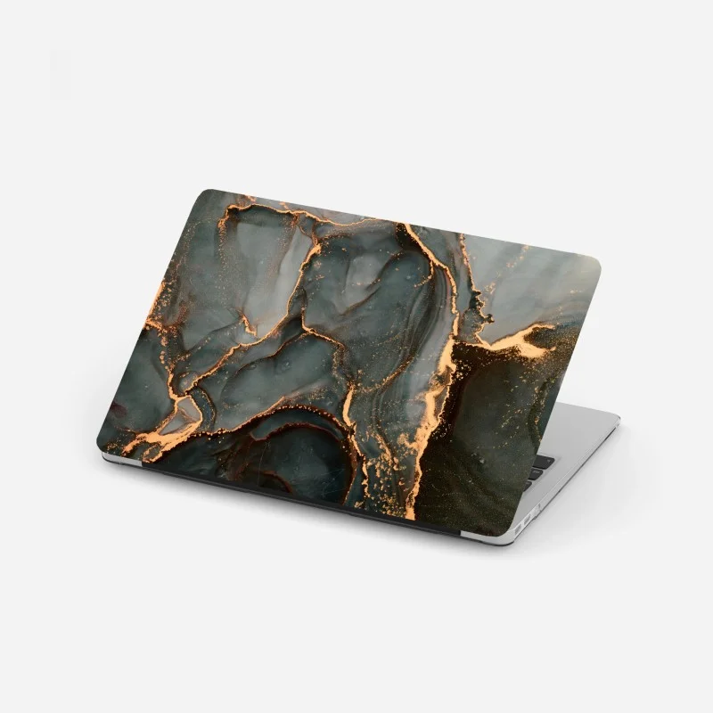 Adesivo per laptop onde dorate astratte