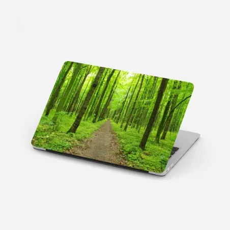 Adesivo per laptop sentiero verde nella foresta primaverile • Wallissimo®