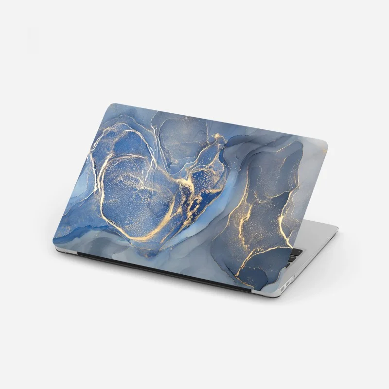 Adesivo per laptop marmo liquido blu e oro