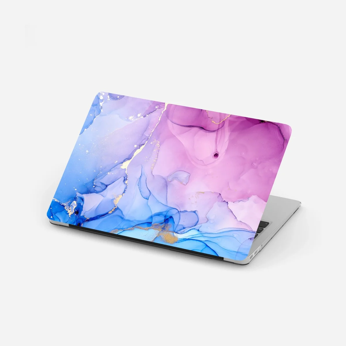 Adesivo per laptop sinfonia astratta rosa e blu con venature dorate • Wallissimo® Adesivo per laptop sinfonia astratta rosa e blu con venature dorate • Wallissimo®