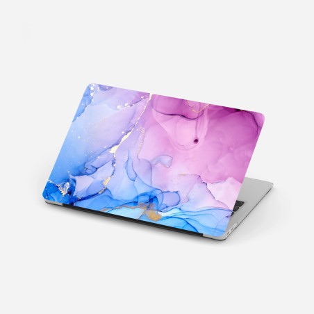 Adesivo per laptop sinfonia astratta rosa e blu con venature dorate • Wallissimo®