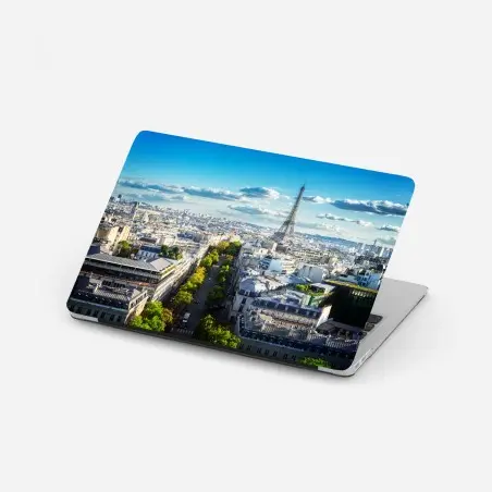 Adesivo per laptop ampio panorama di Parigi con Tour Eiffel • Wallissimo®