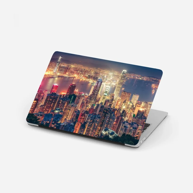 Adesivo per laptop panorama notturno di Hong Kong da Victoria Peak